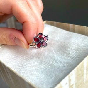 Ruby Flower 🌺 and Silver Ring